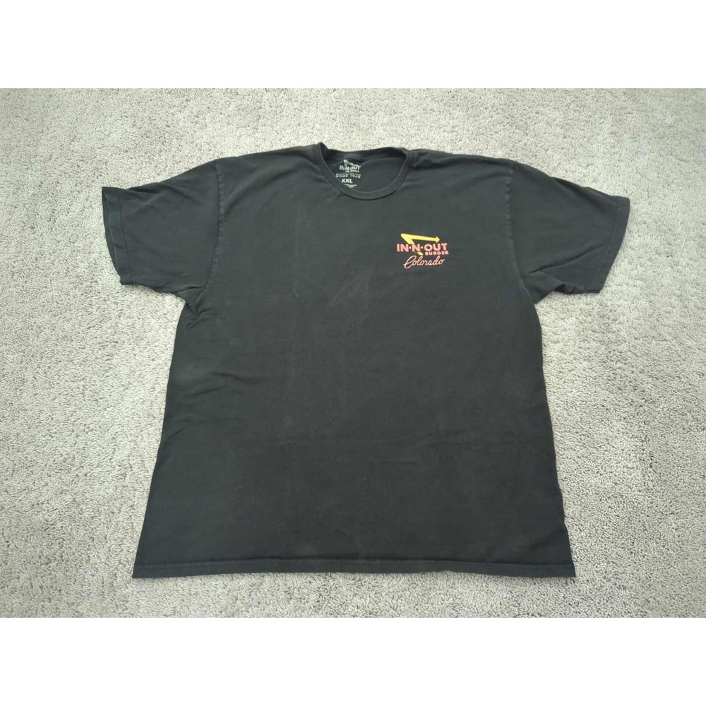 In N Out Burger Colorado T Shirt Mens XXL Black Short‎ Sleeve Back Print